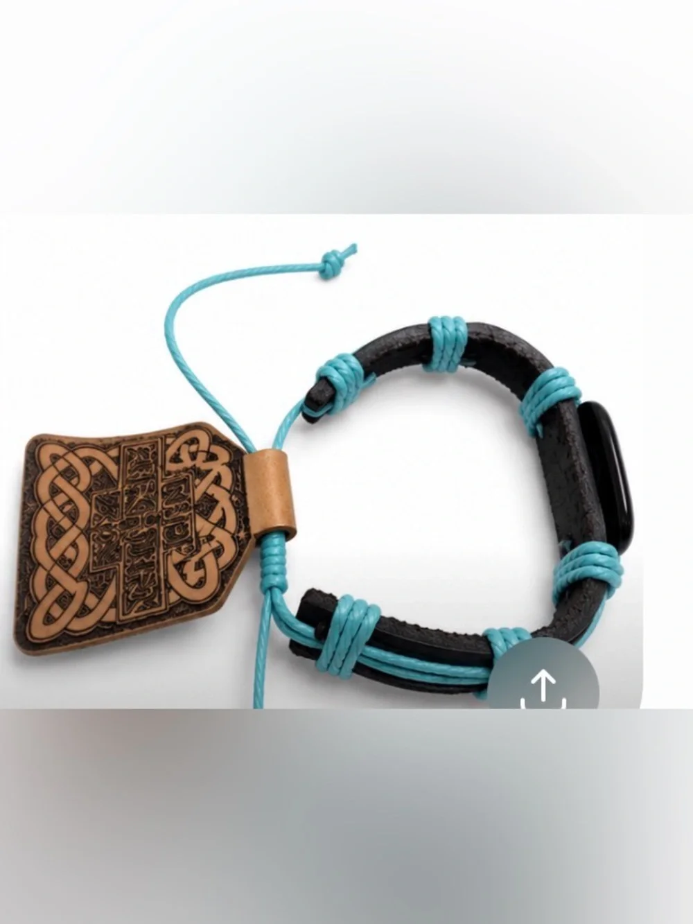 Black Leather & Turquoise Peace Heart Bracelet | Adjustable Unisex
